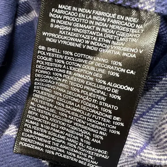 The North Face Men Arroyo Flannel Shirt XL Cotton Blue Stripe Heavy Duty Button - Picture 4 of 10